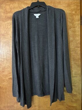 Liz Claiborne Dark Charcoal Open-Front Cardigan